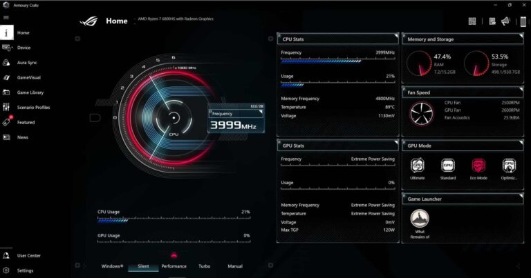 Armory crate service taking high CPU usage after switching to Eco mode
